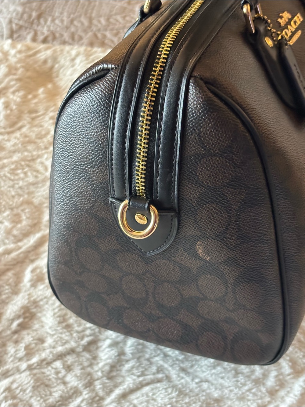 Coach Large Rowan in Walnut/Black/Gold - Picture 2 of 10